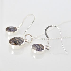 Blue john gift set - blue john pendant with chain and blue john drop earrings - sterling silver
