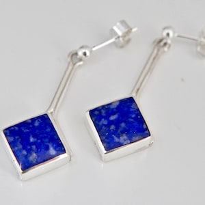 Lapislazuli Ohrringe - handgemachte Sterling Silber Lapis Tropfen Ohrringe