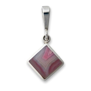 Agate Square Sterling Silver Pendant - Handmade in the Peak District