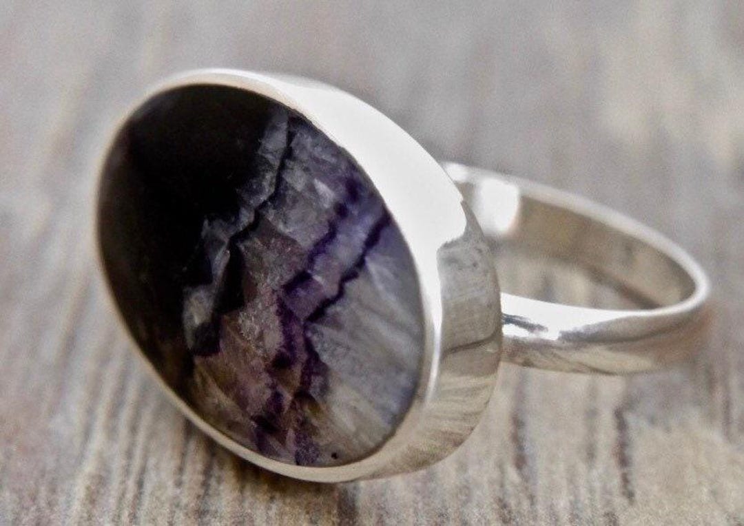 Blue John Ring: Handmade Sterling Silver Oval Stone - Derbyshire Spar ...