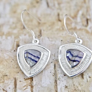 Blue john earrings - drop earrings in silver -handmade
