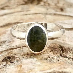 Connemara Marble Oval Sterling Silver Ring - Handmade in the Peak District