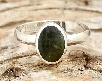 Connemara Marble Oval Sterling Silver Ring - Handmade in the Peak District