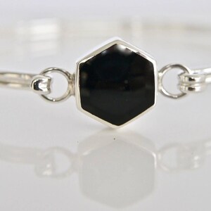 Whitby jet bangle handmade in silver