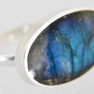 Labradorite ring handmade silver ring set with an oval labradorite stone