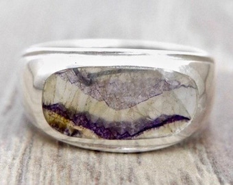 Blue John Sterling Silver Round Twisted Ring - Handmade in the Peak ...