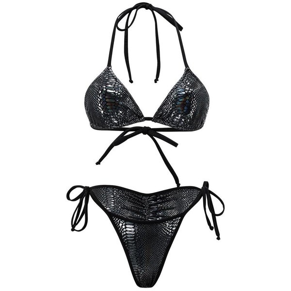 Sirene | Schwarzes Python-Bikini-Set