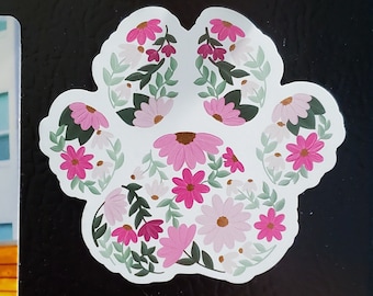 Floral Paw Print Digitally Drawn Magnet