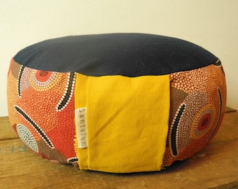 Yoga cushion / meditation cushion with organic spelt husk filling, unique piece made of upcycled material