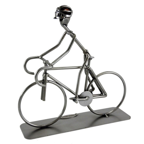 RADFAHRER-Skulptur aus recyceltem, handgefertigtem Metall, Geschenkidee made in Italy, Metal Idea Dekoration