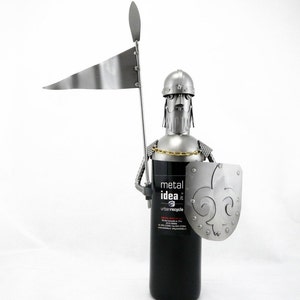 KNIGHT BOTTLE HOLDER knight with sword and shield Artisan Sculpture - Original Gift Made in Italy - Metal Idea®&quot;