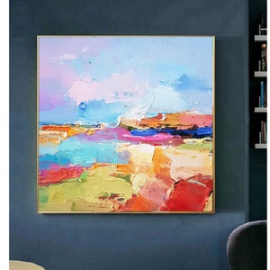 Sunrise beach Original oil painting on canvas Abstract landscape 3d wall art Modern Impressionism artwork for living room. image 2