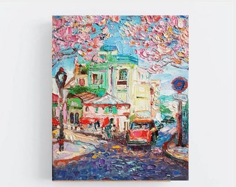 Spring landscape Impasto painting on canvas Fine art  Modern 3d Wall art texture artwork 2021.