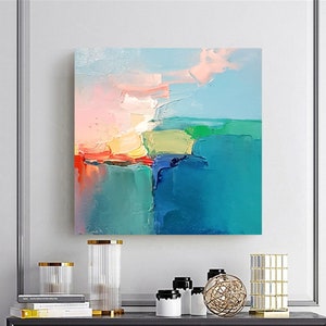 Minimalist abstract landscape art Original oil painting on canvas Contemporary wall art Colorful painting Modern art 2022.