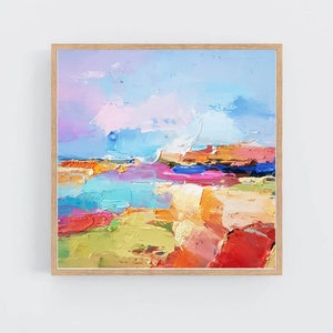 Sunrise beach Original oil painting on canvas Abstract landscape 3d wall art Modern Impressionism artwork for living room. image 3