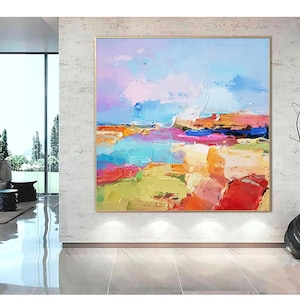 Sunrise beach Original oil painting on canvas Abstract landscape 3d wall art Modern Impressionism artwork for living room. image 4