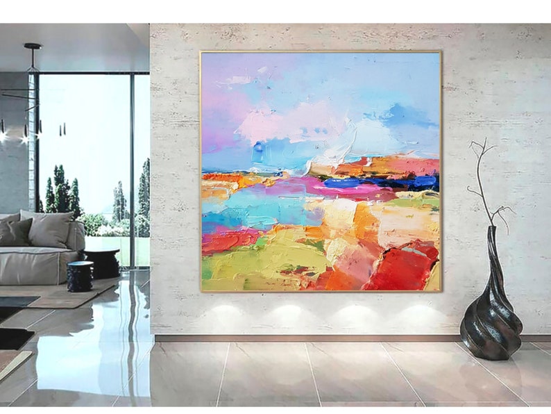 Sunrise beach Original oil painting on canvas Abstract landscape 3d wall art Modern Impressionism artwork for living room. image 4