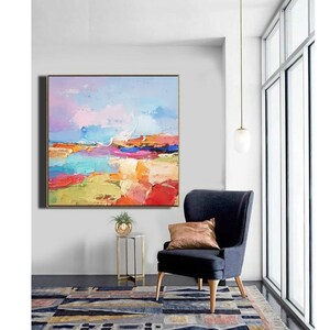 Sunrise beach Original oil painting on canvas Abstract landscape 3d wall art Modern Impressionism artwork for living room. image 9