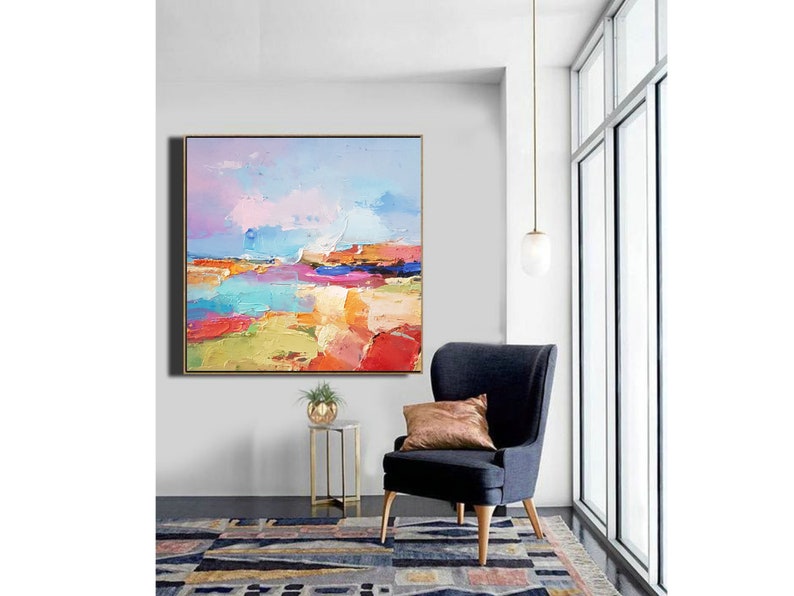 Sunrise beach Original oil painting on canvas Abstract landscape 3d wall art Modern Impressionism artwork for living room. image 9