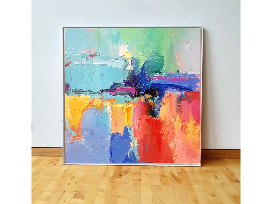 Large Abstract Colorful Wall Art, Original Oil Painting on Canvas, 3d ...