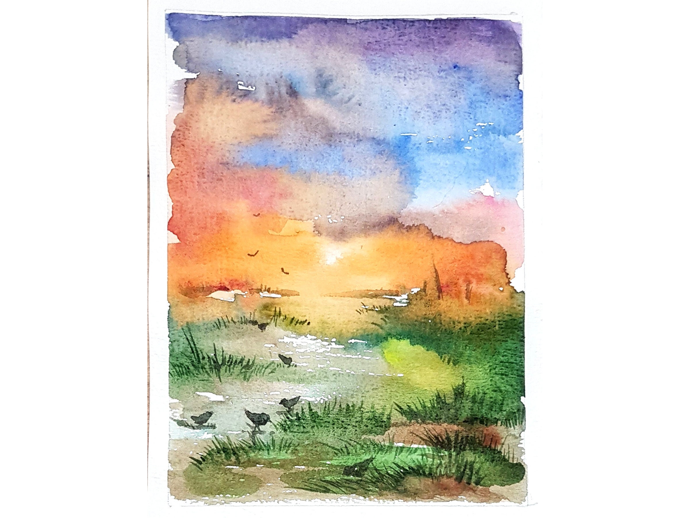 Autumn Magic Original Watercolor Painting Small Wall Art