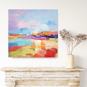 Sunrise beach Original oil painting on canvas Abstract landscape 3d wall art Modern Impressionism artwork for living room. image 6