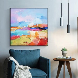 Sunrise beach Original oil painting on canvas Abstract landscape 3d wall art Modern Impressionism artwork for living room. image 5