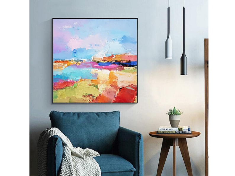 Sunrise beach Original oil painting on canvas Abstract landscape 3d wall art Modern Impressionism artwork for living room. image 5