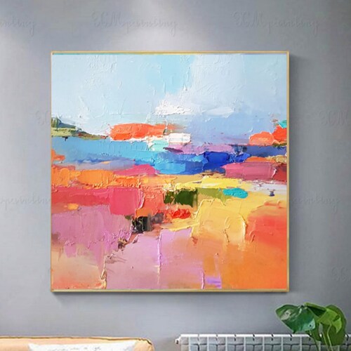 Colorful Abstract landscape wall art, Original oil painting on canvas, Large Painting, Modern Impressionism 2022, shops Texture artwork.
