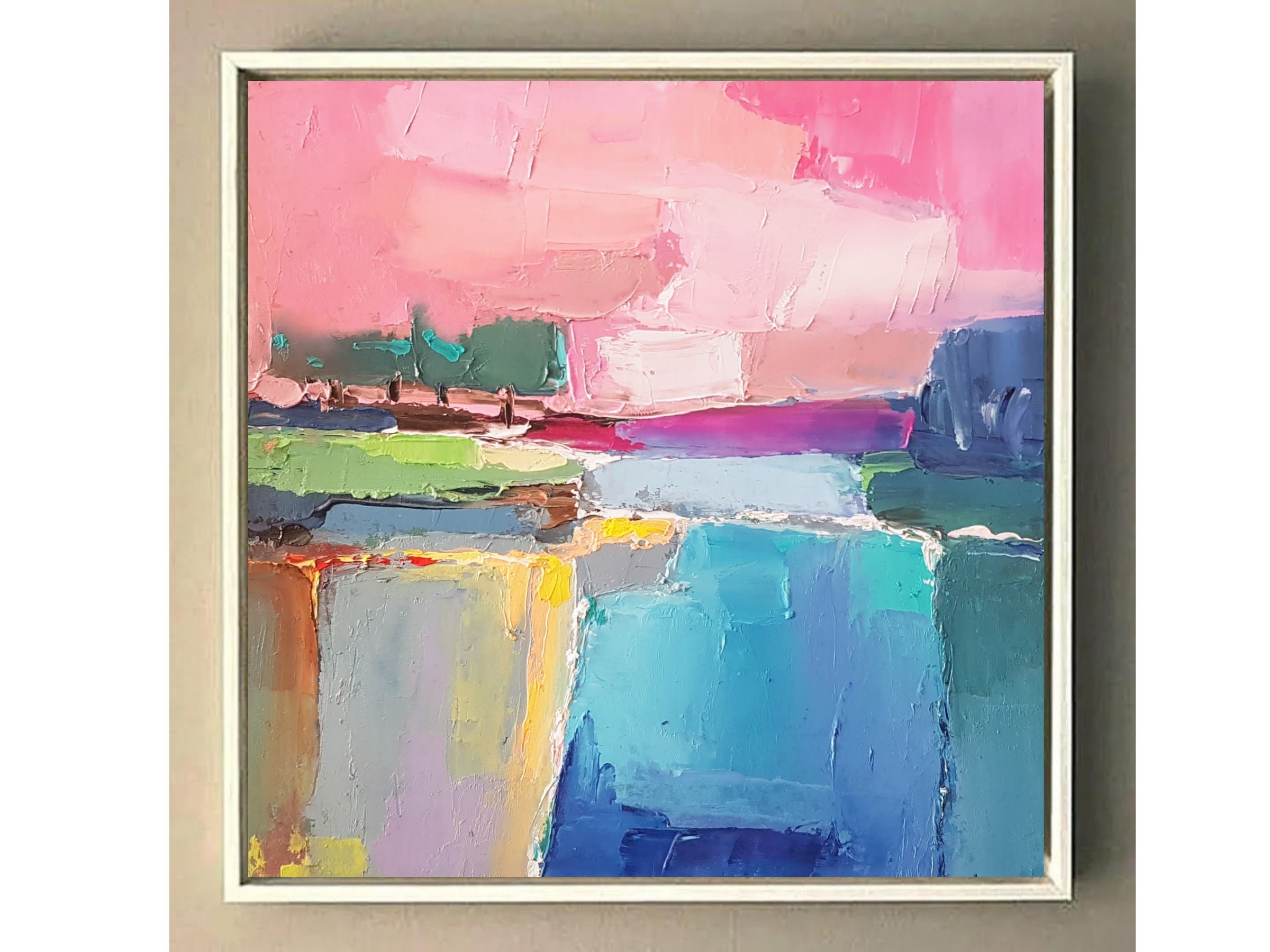 Colorful Wall Art： Large Abstract Landscape Oil Painting for 2024