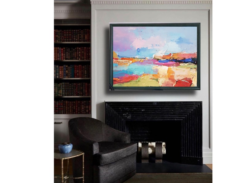 Sunrise beach Original oil painting on canvas Abstract landscape 3d wall art Modern Impressionism artwork for living room. image 8