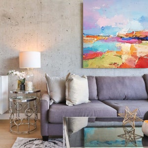 Sunrise beach Original oil painting on canvas Abstract landscape 3d wall art Modern Impressionism artwork for living room. image 7