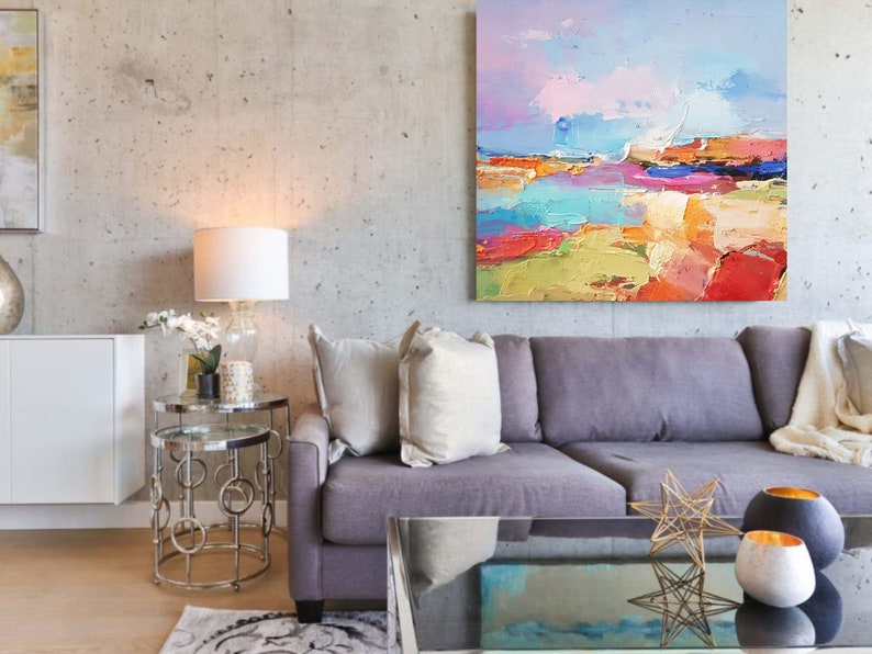 Sunrise beach Original oil painting on canvas Abstract landscape 3d wall art Modern Impressionism artwork for living room. image 7