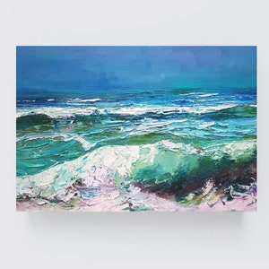 Abstract night seascape 3d wall  art Original Sea Painting Waves art Impressionist landscape Nautical Modern Wall decor 2021.