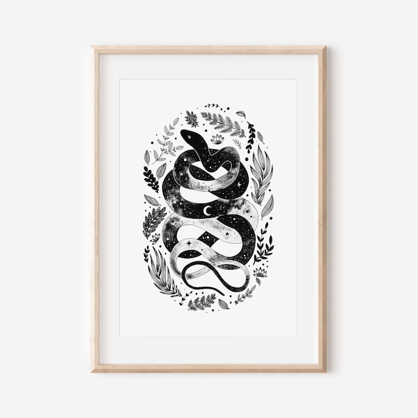 Imprimé serpent, art mural serpent, renard serpent, art serpent, affiche serpent, illustration serpent, dessin serpent, cadeau serpent, affiche Woodland