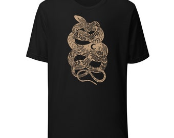 Snake T-shirt | Botanical T-shirt | Nature Tshirt | Magical tshirt | Wildlife clothing | Floral snake tee | Rebirth symbol | Forest tee gift