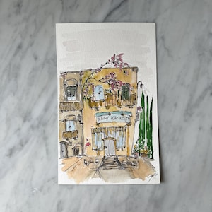 Saint-Paul-De-Vence, Aquarelle originale, Français Art mural, Cadeau de pendaison de crémaillère, Peinture France, Aquarelle de Paris, Provence, Croquis urbains,