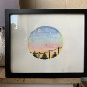 Watercolor Sunset 8x10 Framed