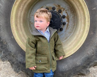 Chaqueta infantil de tweed con forro polar, opción de personalizarla