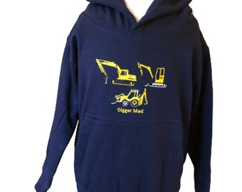 Children's embroidered digger hoodie