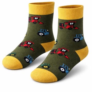 Childrens Tractor and Digger Bamboo socks ages 1-4 years and 5-8 years