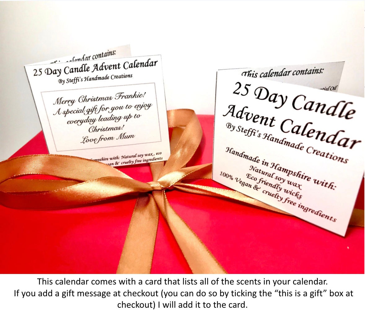25 Day Candle Advent Calendar Personalised Countdown Etsy Australia