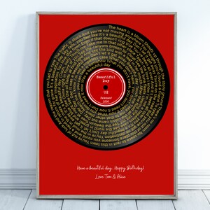 Personalisierte Lyrics Vinyl LP Circle Custom Record Geschenk Poster 18. 21. 30. 40. 50. 60. Geburtstag Geschenk Jahrestag