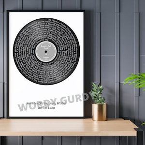 Personalised Lyrics Vinyl LP Circle Custom Record Gift Poster 18th 21st 30th 40th 50th 60th Birthday Present Anniversary