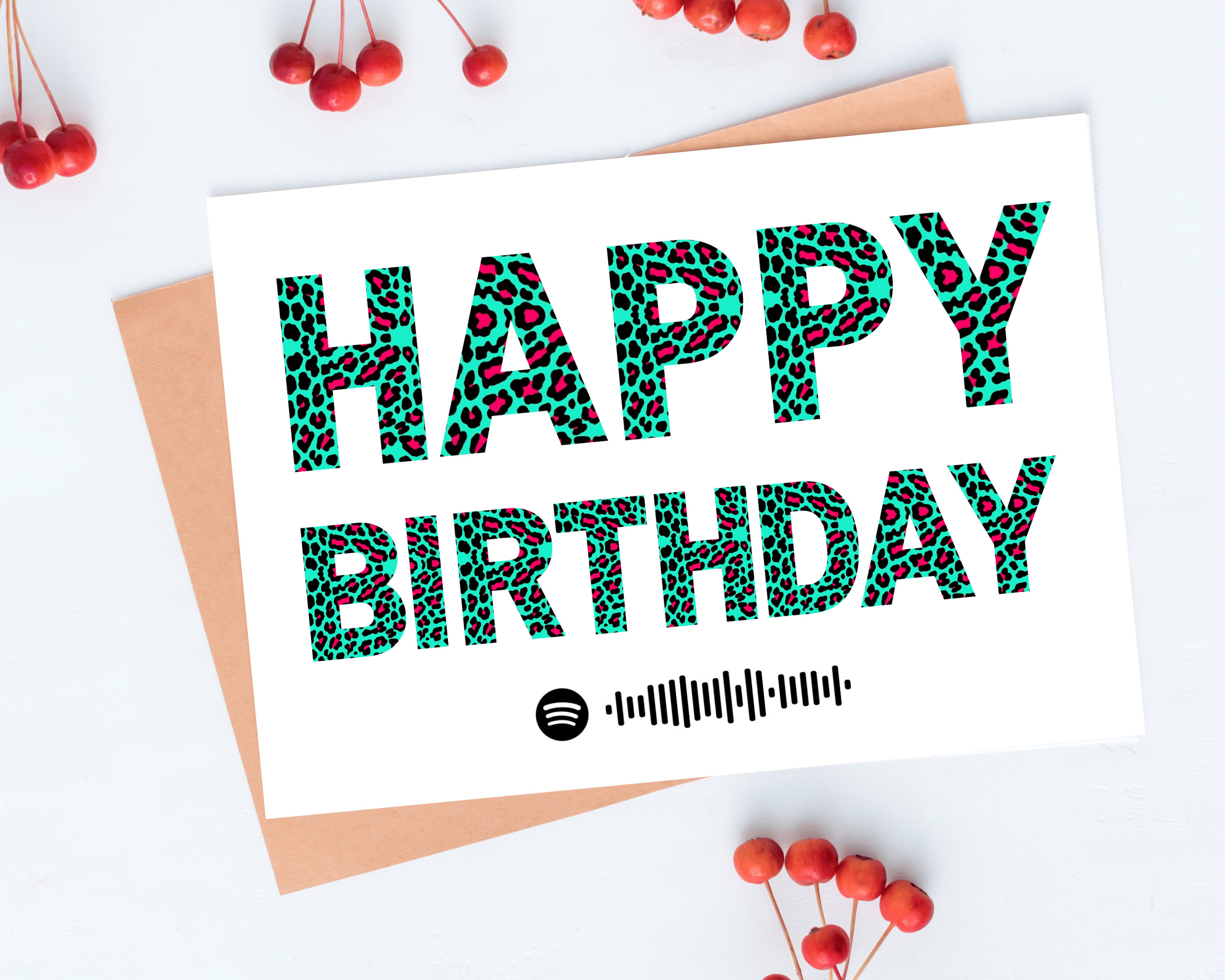 Happy Birthday Card met Spotify Option Card Word Art Wenskaart | Etsy