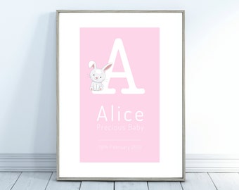 Personalised Baby Print Customised Home Decor Poster, Baby Shower, Newborn, Girl, Boy, Nursery, Gift