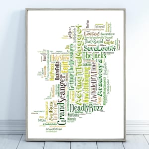 Mots artistiques de carte d'argot irlandais, expressions drôles d'Irlande, typographie, dictons d'Irlande, décoration d'intérieur, affiche, art mural, nuage de mots, Irlande, décoration de dortoir amusante