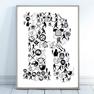 Carta de béisbol personalizado cartel impresión personalizada tipografía arte palabra nube nombre de la casa decoración regalo regalo secreto Santa cumpleaños Navidad