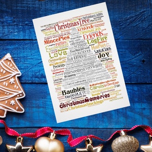 Albero di Natale Buono e Cattivo Parola Arte Biglietto di Auguri Natale Slang Tipografia Buone Feste Buon Natale Regalo Festivo per Lei Ricordi