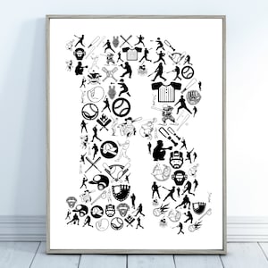 Descarga digital carta de béisbol personalizado cartel impresión personalizada tipografía pared arte palabra nube nombre decoración del hogar regalo presente cumpleaños